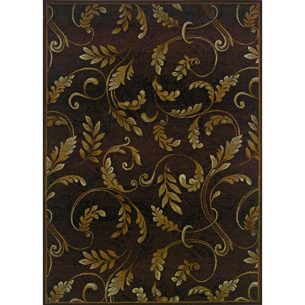 20 x 48 Floral Paisley Ivy Design Leaves with Abstract Details Ancient Print Area Rugs Victorian Doormat Seal Brown Chocolate 
